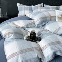 Tan Gingham Grid Duvet Cover Queen 3 Pieces Beige Plaid Duvet Cover 100% Washed Cotton Boho Plaid Comforter Cover With 2 Pillowcases Farmhouse Checkered Gingham Bedding Set Queen,  & Retro Style - 拉絲 - 格子藍 - 查看 4