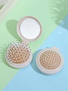 3件套旅行折叠镜梳，圆形折叠口袋大小发梳，迷你发梳，便携旅行按摩梳，女士女孩美发造型工具，旅行必备配件，适合户外、办公室、返校季等场合。 - 彩色 - 查看 13