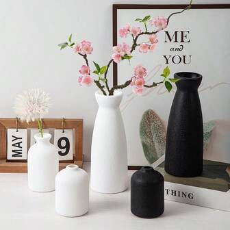 1pc Bohemian Style Frosted Flower Vase, Minimalist Solid Color Small Mouth Vase, Floral Container, Decorative Vase, Suitable For Home Decor, Bedroom, Living Room Tabletop