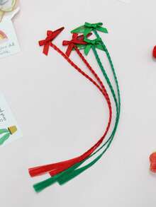 Pinzas para el cabello con lazo navideño, en colores rojo y verde de Navidad, accesorios minimalistas y dulces para el cabello de niña, pinzas para el cabello trenzado