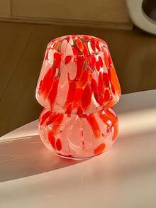 1pc Mushroom Shaped Tie Dye Glass Mini Vase, Cute Ins Style Desktop Fresh Flower Vase Decor, Suitable For Dining Room, Living Room, Bedroom, Balcony - Multicolor - View 12