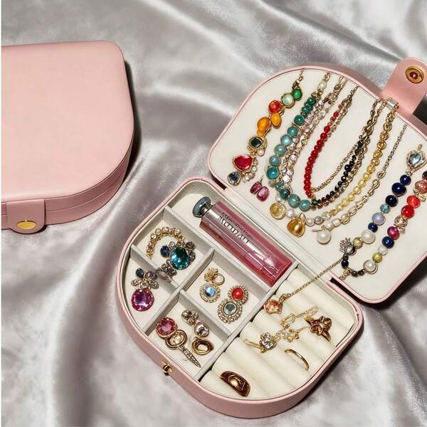 Travel Essential,Dark Leather Jewelry Storage Box | Multi-Compartment Layered Design, Exclusive Storage For Earrings, Rings And Necklaces, Bid Farewell To Messy Jewelry