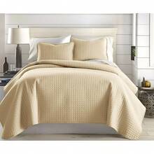 Full/Queen Quilt Bedding Set, Microfiber Quilts Queen Size, Coverlet, Stain & Pet Hair Resistant Bedding, Full Size Bedspread With 2 Pillow Shams, Bone, 2025 - 22. 軟沙 - 查看 9
