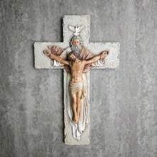 BC Crucifijo de la Santisima Trinidad Catolica 9.5 pulgadas H Jesucristo decoracion inspiradora del hogar regalos devotos escultura religiosa de pared pintada a mano por Buildclassic - como en la foto - Ver 3