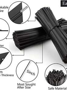 400 Pcs Twist Ties For Bags 5" Cable Ties Bag Twist Ties For Cord Twist Bread Ties Reusable Black Plastic Coated Ties Heavy Duty Bread Ties Twist Wire Ties For Household And Office Use - Black - View 2