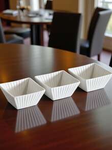 Juego de cuencos de porcelana blanca con formas diferentes de porcelana de 3 piezas c/u - Rayas - Ver 6