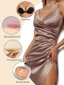 1 Chiếc Áo Ngực Nâng Ngực Silicone Vô Hình: Áo Ngực Silicone Không Dây Vô Hình Mùa Hè Cho Đám Cưới, Miếng Che Đầu Ngực Nâng Ngực, Thoáng Khí, Tự Dính, Miếng Che Đầu Ngực Silicone Nâng Ngực Dành Cho Nữ, Thích Hợp Cho Váy Và Đồ Lót - Nhiều màu - Xem 4
