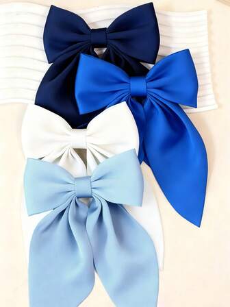 4/1 pieza Clips para el cabello con lazo grande de color azul Klein, Pasadores de cabello con lazo largo y suave, Clip de cabello de metal vintage con seda, Accesorios elegantes para el cabello, Gran regalo para niñas, Pinzas para el cabello, Deslizadores para el cabello, Barrettes para el cabello