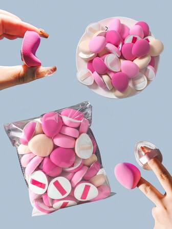 10/20/30/50个装中号水滴形化妆海绵粉扑，适用于粉底、遮瑕膏和散粉，心形化妆粉扑，化妆抛光海绵，干湿两用散粉的理想选择，价格实惠，适合作为圣诞礼物、化妆品、化妆工具、平价好物、礼品、女士礼品、圣诞礼物