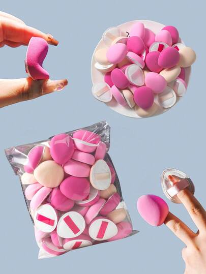 10/20/30/50 piezas Esponja de maquillaje de algodón con forma de gota de agua, adecuada para base de maquillaje, corrector y polvo, esponja de polvo de maquillaje con forma de corazón, esponja de maquillaje para difuminar, ideal para aplicación de polvo húmedo y seco