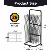Garbuildman Heavy-Duty Art Drying Rack For Paintings Metal Drying Stand With 25 Removable Shelves Mobile Canvas Storage Rack With Lockable Wheels For Classrooms Art Studios Black - Black - View 2