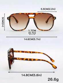Unisex Tortoise Color Square Frame Double Bridge Pilot Style Fashion Glasses Vacation Boho Shades Beach Accessories Beach Accessories Women Glasses Shades Basics Fall Winter Women Outfits Clothes Business Casual Gifts Leopard Color Blocking Boho Vacay Vacay Vibes - 彩色 - 查看 5