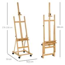 Vinsetto Easel, Artist Easel, Adjustable Height, 4 Wheels, Natural + Black On Site - 1 - View 3