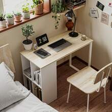 HOMCOM Computer Desk With Shelves, Modern Office Desk With Steel Frame, PC Desk For Home Office, Study Room, Small Space, 54 X 75 Cm, Oak Finish