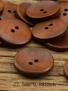 10pcs 15/18/20/23/25mm Wooden Buttons, Natural Round Edge Wood Buttons For Coat, Shacket - Multicolor - View 7