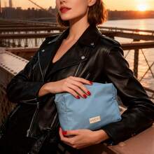 Gucci Organizador de bolsa de maquillaje para mujer, lona azul, gran capacidad, conveniente para llevar, minimalista y elegante, adecuado para uso diario, viajes, escuela, compras, trabajo, estilo versátil, se puede regalar a amigos o familiares, regalo de vacaciones, regalo de aniversario