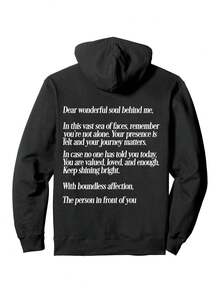 Item Picture Dear Person Behind Me Positive Message Quote   Pullover Hoodie Vintage Hoodie Graphic Hoodie Men Camisas Para Hombre Funny Hoodie Printed & Shipped In USA - 黑色 - 查看 1