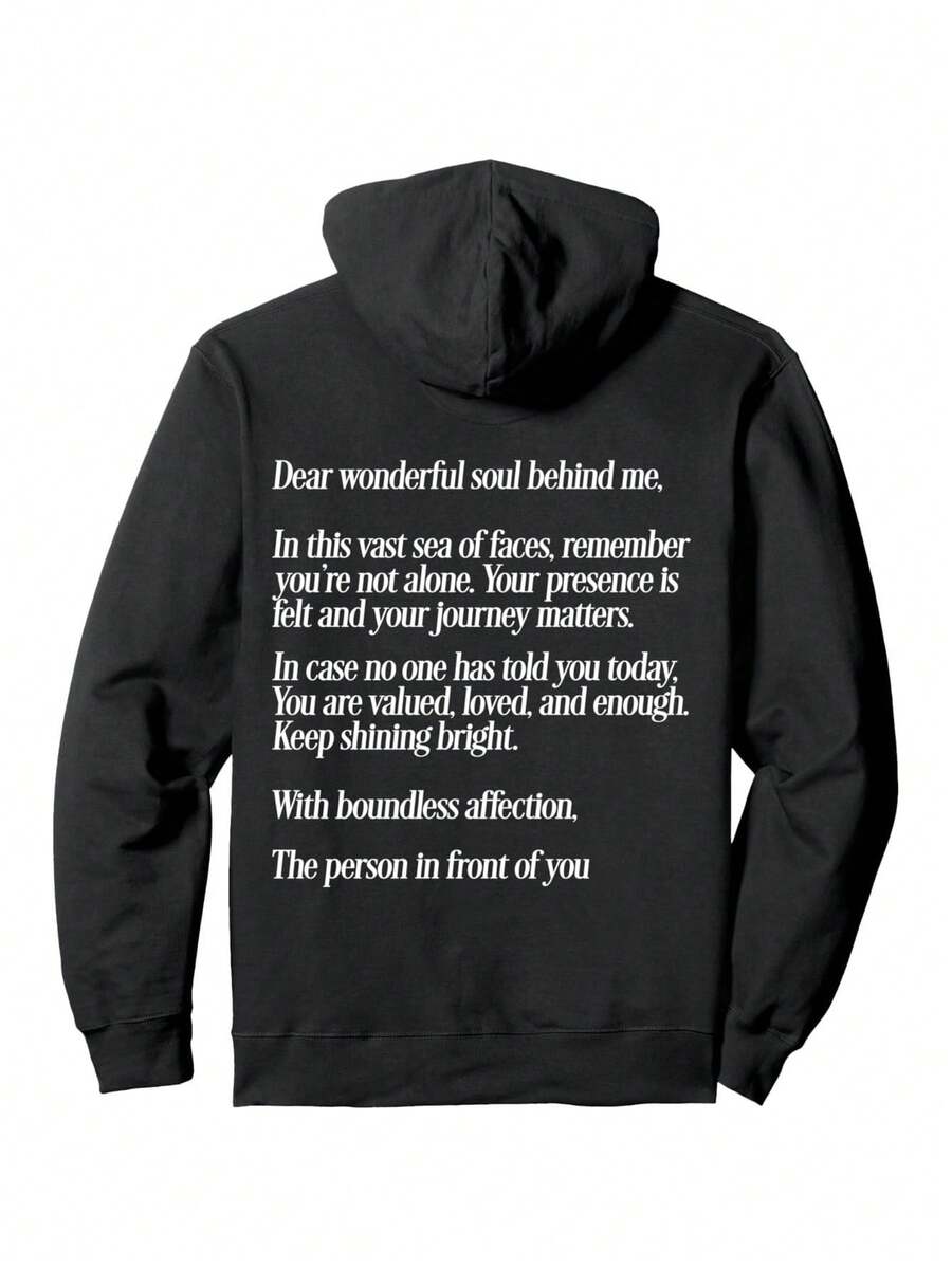 Item Picture Dear Person Behind Me Positive Message Quote Pullover Hoodie Vintage Hoodie Graphic Hoodie Men Camisas Para Hombre Funny Hoodie Printed & Shipped In USA - 黑色 - 查看 1