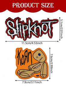 2-Piece Embroidered Iron-On/Sew-On Patches - Vibrant Mixed Colors Band Logo And Doll Patterns For Jackets, Hats, Pants DIY Clothing Decoration, Sewing Accessories, Music Fan Gear, Bold Patch Designs, Band Themed Accessories, High-Quality Embroidery - 彩色 - 查看 2