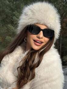 1顶女士纯色毛绒帽，柔软舒适保暖简约风，休闲百搭防风，适合日常佩戴，可搭配围巾，秋冬季装饰 - 彩色 - 查看 4