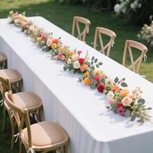 1件象牙白桌布，优雅垂坠，适用于用餐、浪漫婚礼、餐厅、海滨婚礼装饰、家庭聚会、派对和户外活动，耐用涤纶材质，多种尺寸可选，专为团体聚会设计。 - 白色 - 查看 3