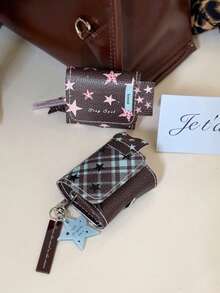 小众棕色星形设计保护套，适用于第一代/第二代/第三代/第四代蓝牙耳机