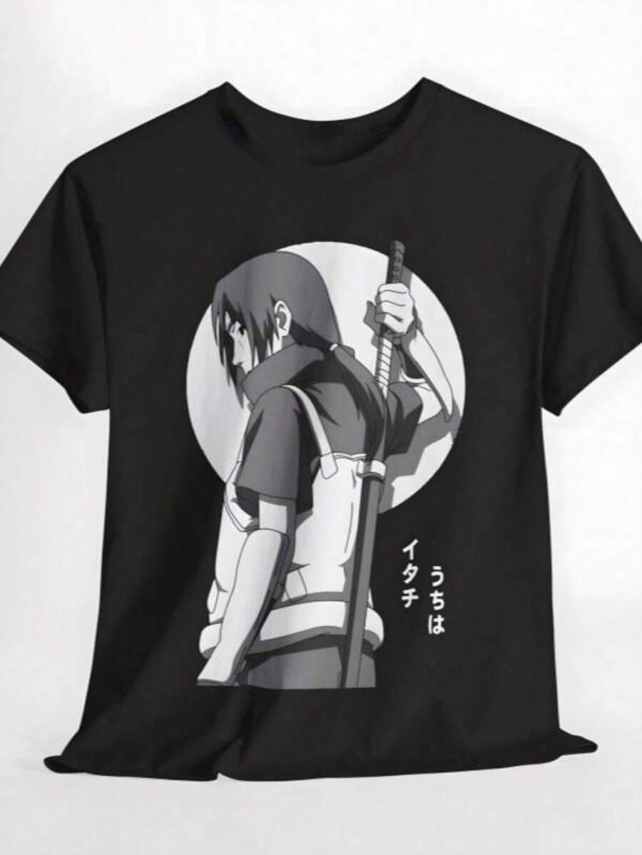 Children's T-Shirt, Girls' Clothing Itachi Uchiha Shirt Shippuden Sharingan Sasuke Anime Style Tee T-Shirt,Loose Short Sleeve T-Shirt,Short Sleeved Single-Sided Printed T-Shirt,2025 Halloween Christmas Tshirt,Fashion Print Casual T-Shirt,100% Cotton Short Sleeve Casual Tee, Family Matching Outfits Graphic Tees Boys,Boys Graphic Tees - 黑色 - 查看 1