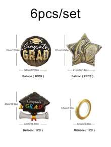 1 Set Graduation Balloon Bouquet Party Backdrop Photo Props Doctoral Cap Decoration - Multicolor - View 7