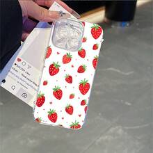 CLEAR  CASE Red Strawberries And Hearts Seamless PatternCompatible With  11 To  17 Models The Cases Lens Protection Function Ensures The Camera Remains Undamaged During Shooting  Guaranteeing Image Quality - Clear - View 7