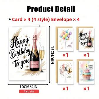 Macaron Color Birthday Greeting Card Set With Envelopes, Holiday Cards