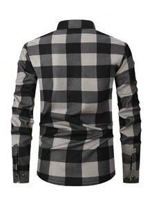 1pc Christmas Gift Men's Flannel Warm Shirt, Casual Plaid Long Sleeve Thickened Thermal Lined Shirt With Pockets For Autumn/Winter