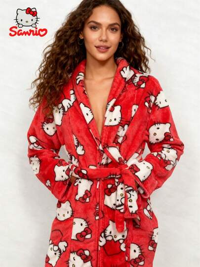 เสื้อคลุมผ้าสักหลาดใหม่, เสื้อคลุมอาบน้ำยาวปานกลางอบอุ่นสำหรับผู้หญิง, ชุดนอนที่ใส่สบายและสง่างาม, เหมาะสำหรับใส่เป็นเสื้อคลุม