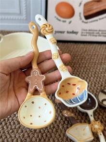 Cute Ceramic Spoon, High-Value Bread Long-Handled Soup Spoon, Ceramic Rice Spoon, Home Cartoon Spoon, Soup Spoon, Dessert Spoon, - Multicolor - View 4