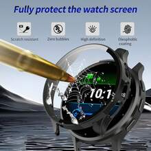 2 件装硬质 PC 保护壳，带钢化玻璃屏幕保护膜，兼容 Garmin Venu 3/Venu 3S 智能手表，边框保护壳配件（黑色 + 黑色）（透明 + 透明），时尚男女通用手表配件 - 彩色 - 查看 4
