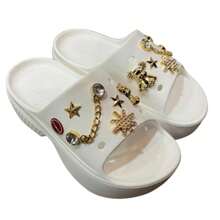 Chinelo Babuche Slide Corfly Plataforma Aberto Pingente Confortável Neutro Casual Ao ar livre Praia Férias Universitário Metal Praia