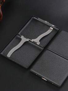 1/2pcs Medium Thick Dual-Purpose Cigarette Box With Black Frosted Metal Cigarette Clip, Creative And Portable Men's Cigarette Box, Resistant To Pressure And Moisture - Multicolor - View 4