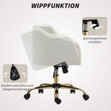 HOMCOM Home Office Chair, Swivel Desk Chair, Height-Adjustable Office Chair With Rocking Function, Linen Look, Vanity Chair For Bedroom, Study, Beige - White - View 5