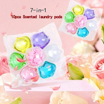100/50/30/10pcs 7-In-1 Laundry Detergent Pods, Concentrated Laundry Liquid, Lavender/Camellia Scent, Fragrant Laundry Liquid, Powerful Stain Removal & Color Protection (Average 50pcs Per Box)