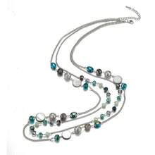 Noessla Layered Long Necklaces For Women Crystal Beaded Statement Necklace Sweater Silver Chain With Gifts Box Jewelry{Inchcolor_nameinch:InchGreeninch} - 綠色 - 查看 3
