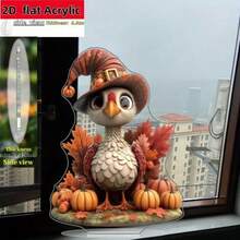 1 set Statue plate en acrylique 2D de dinde avec éléments de citrouille, style bohème - Décoration de bureau thème amitié convenant à diverses pièces, collection automne, cadeau idéal pour la Thanksgiving pour la famille, les amis, les partenaires - Aucune alimentation électrique requise