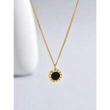 2pcs/Set Stainless Steel Minimalist Black Roman Coin Pendant Blade Chain Necklaces, Can Be Worn Separately Or Together - 可拆式項鍊 - 查看 9