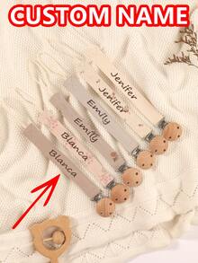 2pcs Personalized Baby Pacifier Clip Cute Polka Dot Print Customized Patterns For Boys And Girls, Custom Baby Pacifier Clip Universal Soothing Clip, Suitable For Halloween, Baptism, Thanksgiving, Christmas Giftsbaby Shower Family Decorations Gifts - Multicolor - View 1