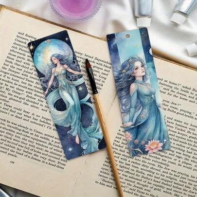 Set de 2 marcapáginas con diseño de sirena multicolor, artículos de papelería creativos, accesorios de lectura, esenciales para volver a la escuela, regalo de Navidad perfecto para lectores, colegas, amigos y familiares, incluye borla de color aleatorio