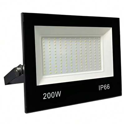 Refletor LED 200W Luz Branco Frio 6000K Bivolt Prova D Água IP67