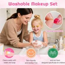 女孩过家家化妆套装，儿童公主装扮玩具，含唇彩、眼影、指甲油，圣诞节生日礼物，适合3-12岁儿童 - 彩色 - 查看 6