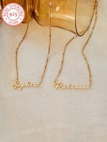 Dây chuyền mặt dây chuyền bạc 925 cao cấp, khắc tên tiếng Anh theo yêu cầu, phù hợp cho nữ, chất lượng cao, phụ kiện trang sức đa năng dùng hàng ngày, món quà bất ngờ dành cho phái nữ vào dịp Giáng sinh, Lễ Tạ ơn, Ngày Valentine, Ngày của Mẹ, Sinh nhật, hoặc mùa tựu trường. - Nhiều màu - Xem 4