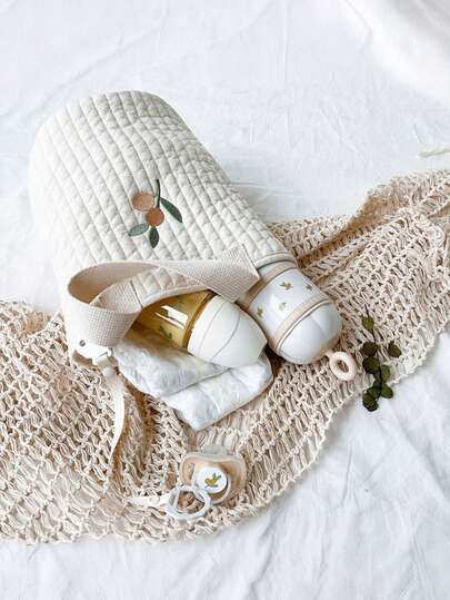 1件装妈妈包，可装宝宝必需品 - 轻便卡通刺绣尿布奶瓶包、手提桶包和婴儿车挂式收纳袋，多功能用途