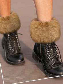 秋冬季外层仿兔毛大毛袖套手套 - 彩色 - 查看 3