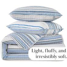 Full/Queen Quilt Bedding Set, Microfiber Quilts Queen Size, Coverlet, Stain & Pet Hair Resistant Bedding, Full Size Bedspread With 2 Pillow Shams, Bone, 2025 - 42 - 海岸條紋藍 - 查看 6