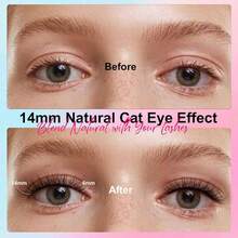 Self Adhesive Eyelashes No Eyelashes False Lashes Glueless 10mm Natural Short Pre - Glued Press On Lashes No Needed Wispy Strip Lashes With Applicator By 10mm L08 Black Adhesive - 預黏 12 毫米 - 查看 1